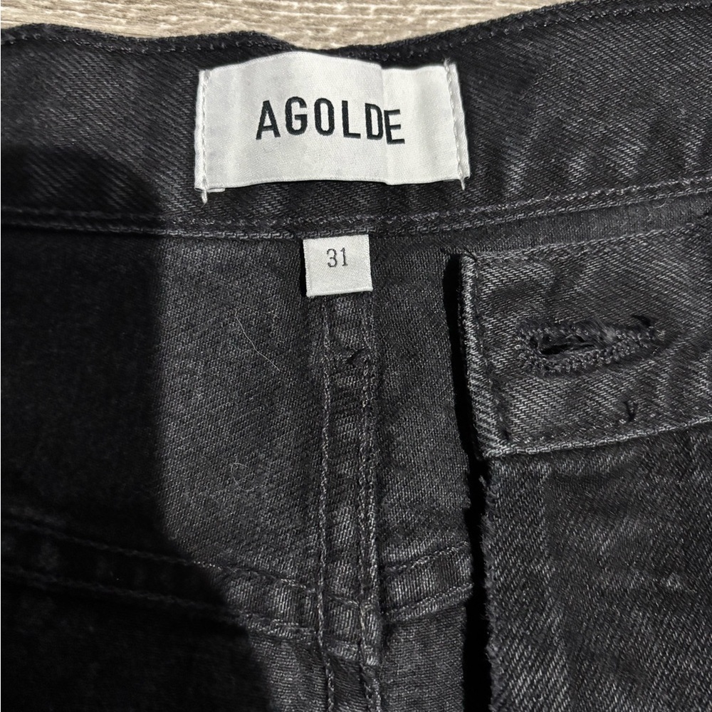 AGOLDE Kelly Jean in Fuse Black Distressed Straight Leg Size 31 NWT - Picture 8 of 13